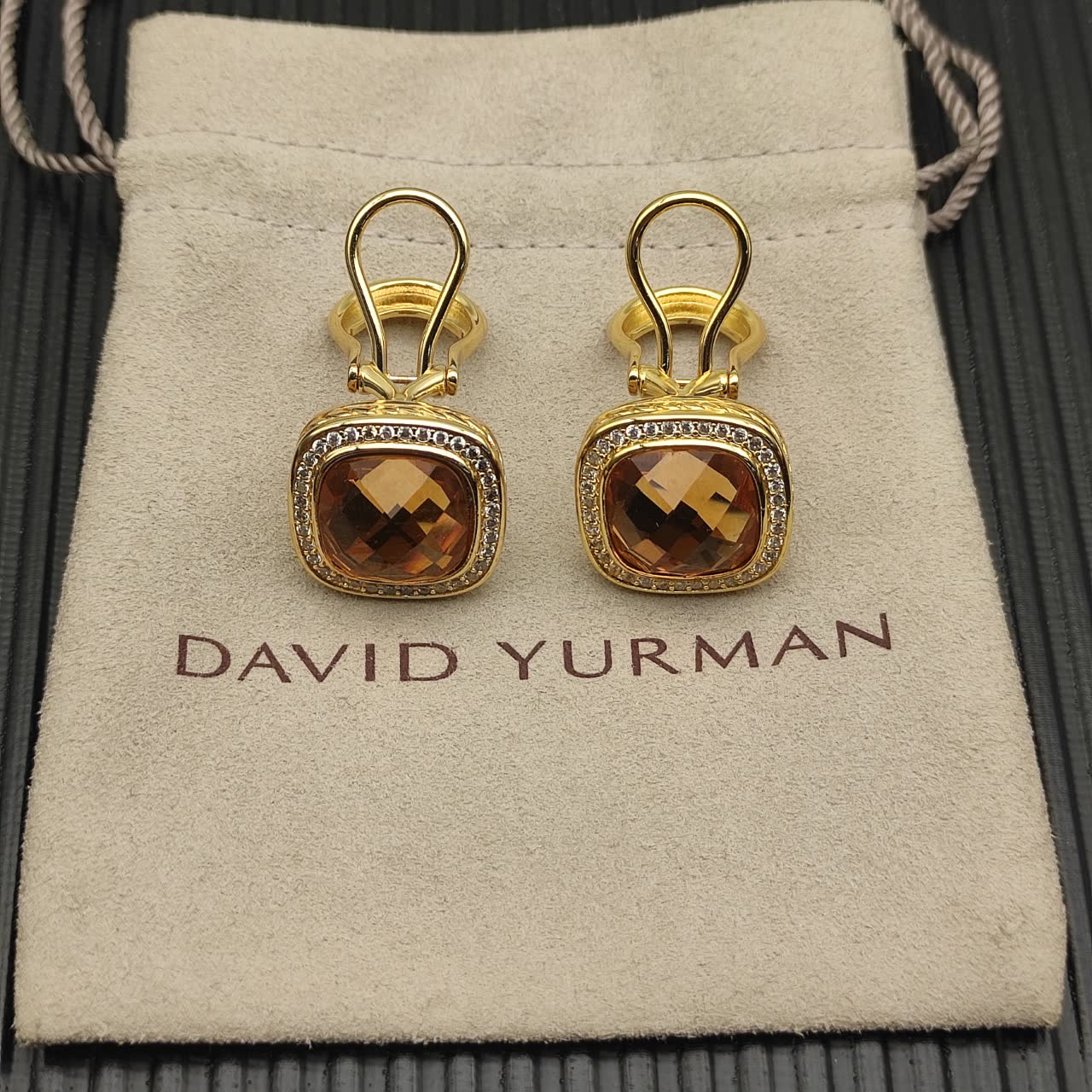 David Yurman Citrine & Diamond Cable Collectibles Clip-On Earrings